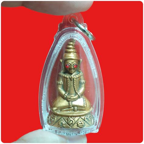 Phra Ngan With Red Eyes Red Gemstones Lp Nen Wat Ban Kases Toong