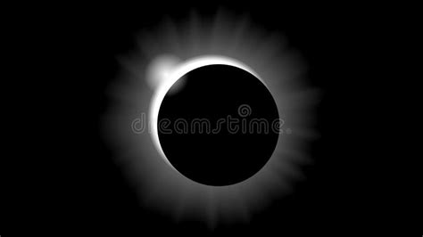 Solar Eclipse In Black And White Style Stock Vector Illustration Of