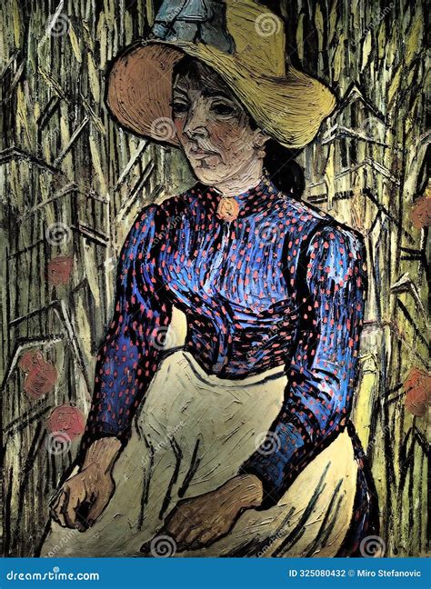 Vincent Van Gogh Peasant Girl With Yellow Straw Hat Editorial