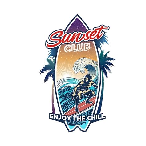 Premium Vector Surfing Logo Summer Surfing Illustration Design Vector