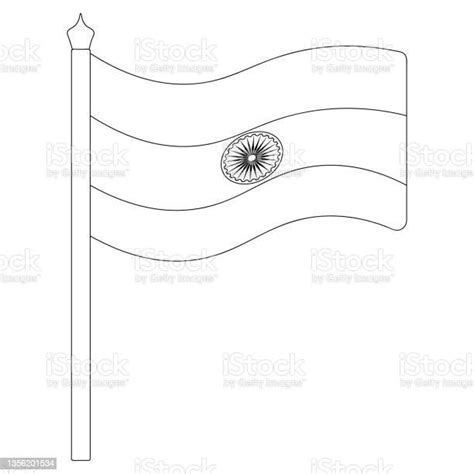 India Flag Sketch Vector Illustration Coloring Book For Children Cloth