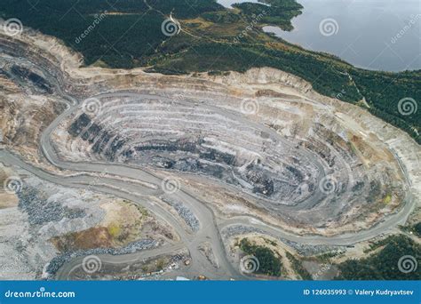 Opencast Mining Quarry Aerial View Stock Image Image Of Height