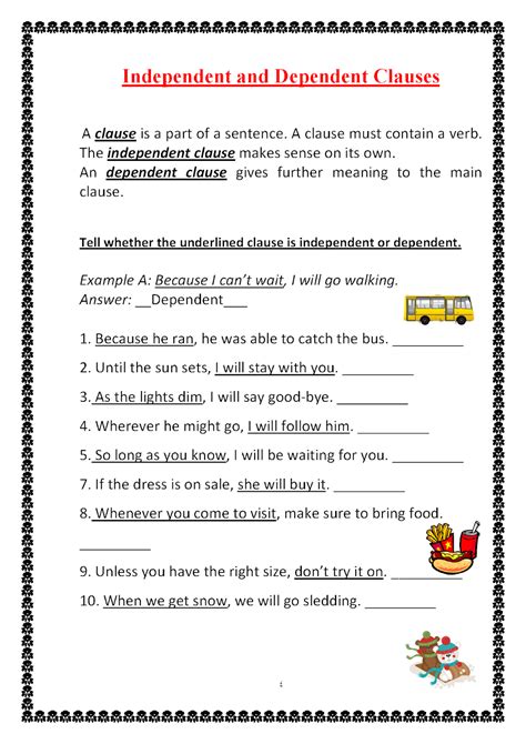 Independent And Dependent Clauses Worksheets 50 Independent