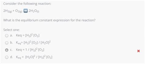 Solved Consider The Following Reaction 2h2 Go2