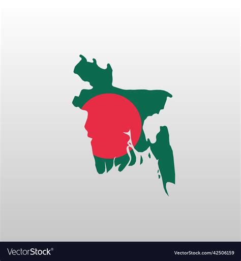 Bangladesh National Flag In Country Map Silhouette