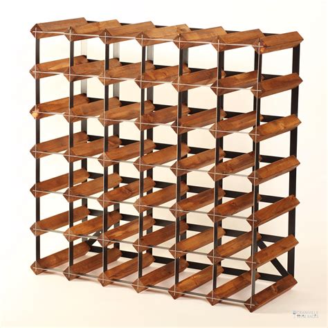 Classic Bottle Oak Stainpine Black Metal Wine Rack Ready