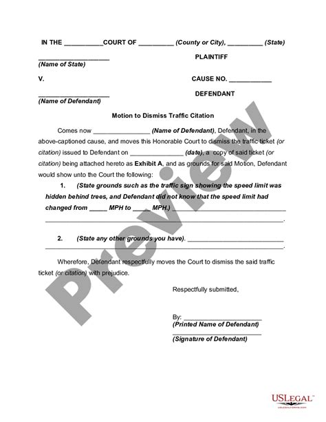 Motion To Dismiss Traffic Citation Traffic Citation Us Legal Forms