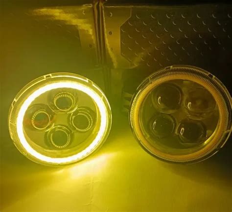 Par Faros Redondos Leds Con Lupa Ojo De Angel Ambar Meses Sin Inter S