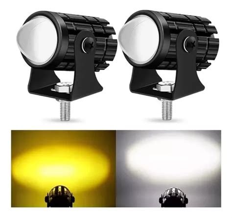 Par Faros De Lupa W Luz Spot Doble Color Para Auto Moto Mercadolibre