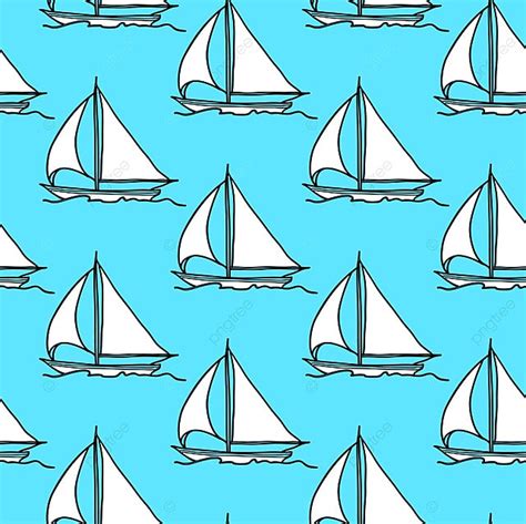 Seamless Wallpaper With A Sailboat On The Ocean Waves Background, Transportation, Recreation ...