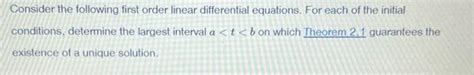 Consider The Following First Order Linear