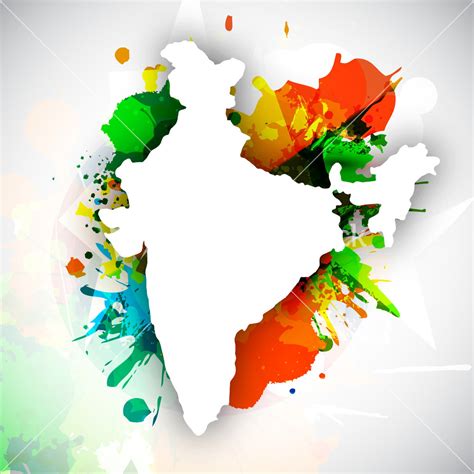 Republic Of India Map On National Flag Colors