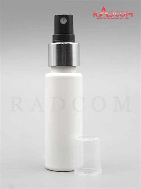 30ML Tulip Opaque White Pet Bottle With Black Mist Pump With Silver