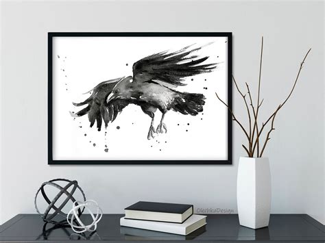 Raven Wall Art Raven Painting Raven Art Raven Print Raven | Etsy