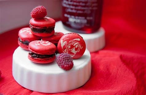 Macaron Fetish Raspberry Vodka Jelly Dark Chocolate Ganache Macaron