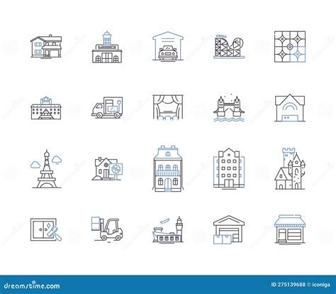 Houses And Buildings Outline Icons Collection Homes Dwellings Abodes