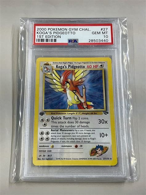 Pokemon Gym Challenge 27 Koga S Pidgeotto 1st Edition PSA 10 GEM