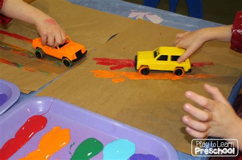 Painting with Cars - Gross Motor Process Art Project