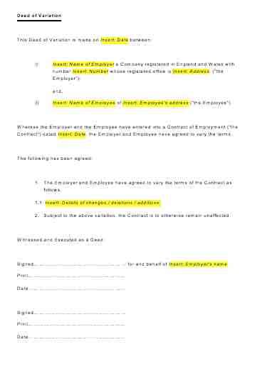 Deed Of Variation Template Letter