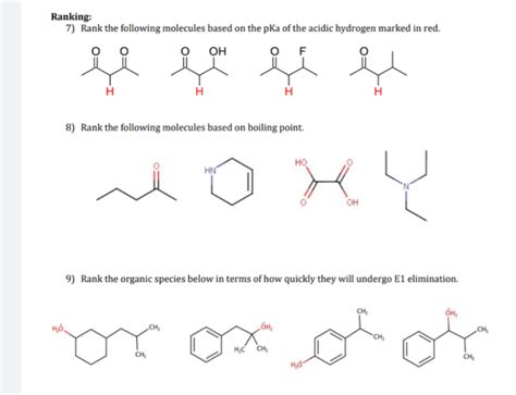 Solved Ranking Rank The Following Molecules Based On The Chegg