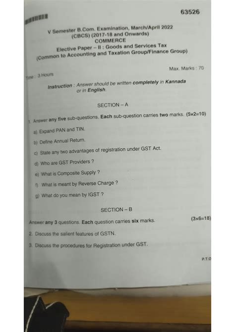 Solution Gst Question Paper Studypool