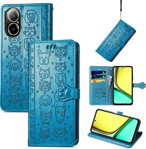 Etui do Realme C67 4G skórzane etui portfelowe premium z wytłoczonym