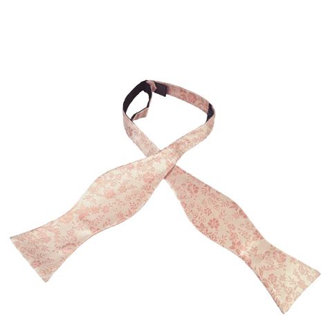 Natural And Dusky Pink Flower Patterned Mens Self Tie Bow Tie From Ties Planet Uk