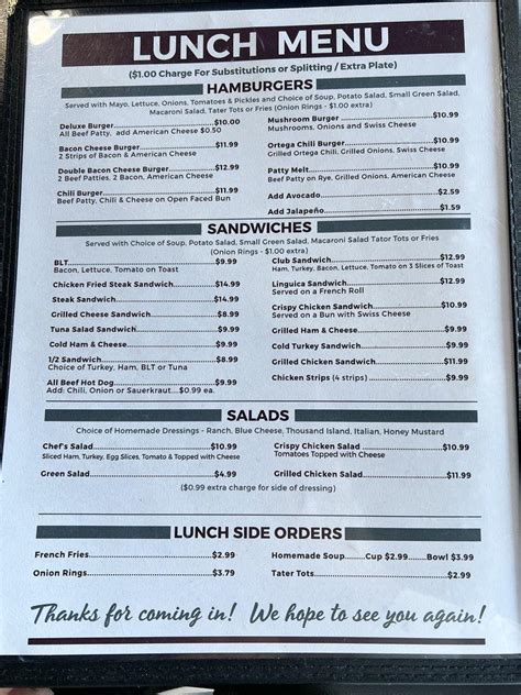 Menu At Sams Cafe Ceres