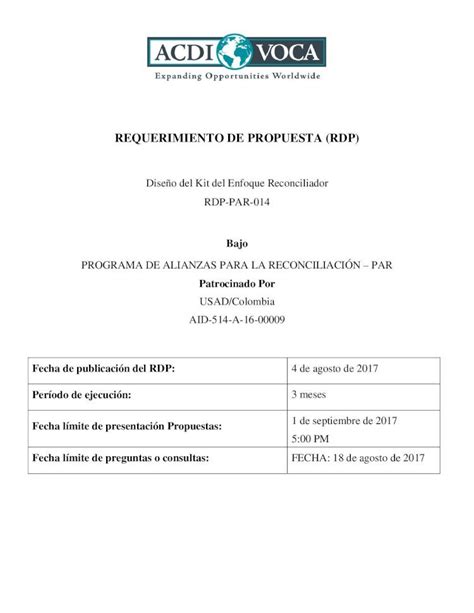 Pdf Requerimiento De Propuesta Rdp Pagina Web Azurewebsites Net Wp