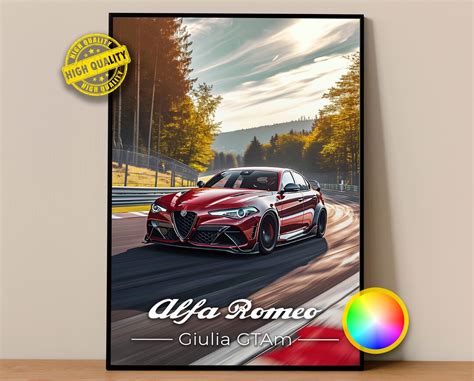 Alfa Romeo Poster Giulia Gtam Poster 21101 Alfa Romeo Wall Decor Alfa Romeo Illustration Car