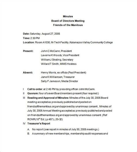 Board Meeting Minutes Template 14 Free Word Excel And Pdf Samples Board Of Directors