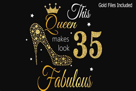 35th Birthday Svg Queen Birthday 35th Svg Gold Glitter 35th Birthday