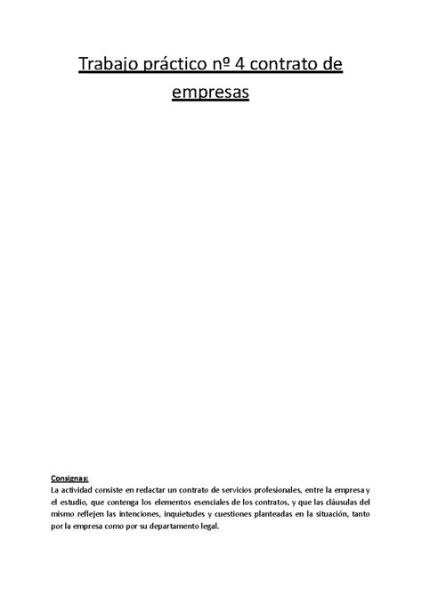 Trabajo Pr Ctico N Contrato De Empresas Trabajo Pr Ctico N