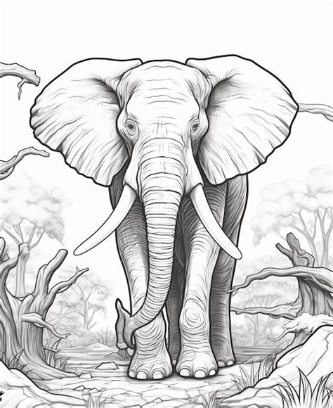 Premium Photo A Drawing Of An Elephant Standing In The Middle Of A