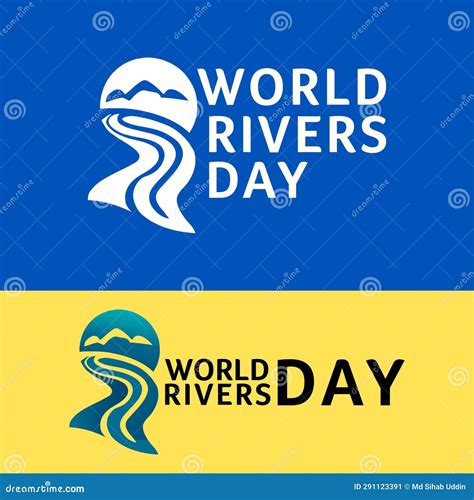 World River Day Vector Logo Icon Banner Design Template Stock