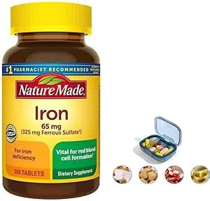 Amazon Generic Nature Made Iron 65 Mg 325 Mg Ferrous Sulfate 365