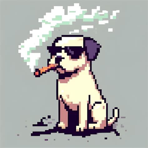 Premium Ai Image A Bad Dog Smoking In Pixel Art Styles