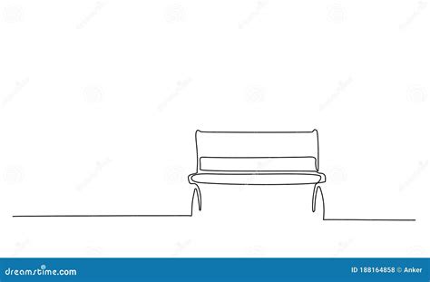 Wood Bench In Park One Line Drawing Stock Vector Illustration Of Drawing Line 188164858