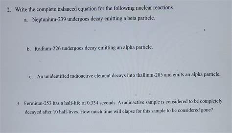 Solved Write The Complete Balanced Equation For The Chegg