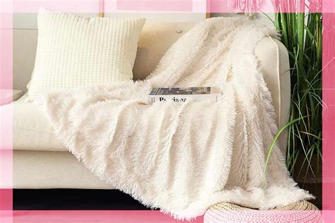 Softlife Super Soft Fluffy Faux Fur Throw Blanket 50 X 60 Reversible