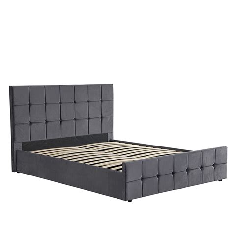 Willsoon Velvet Storage Bed With Gas Lift Up Double Size Upholstered