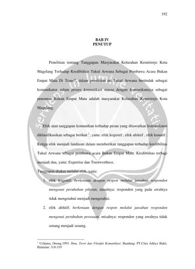 BAB IV PENUTUP. Empat Mata Di Trans7, dalam penelitian ini Tukul Arwana ...