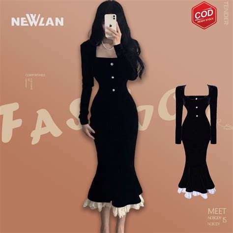 Jual Newlan QZ064 Long Sexy Dress Sleeveless Gaun Sexy Panjang Tanpa