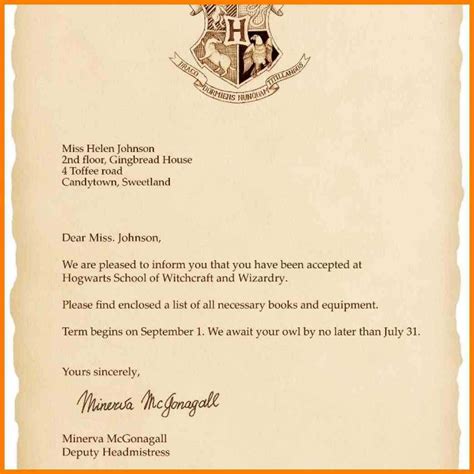 7 Hogwarts Letter Template Printable Trinity Training Inside Harry Potter Letter Template