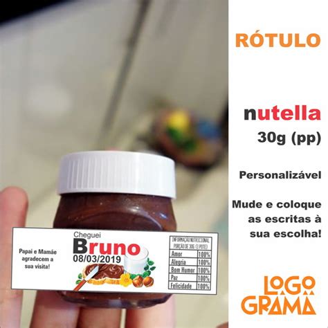 Rótulo adesivo personalizado para pote de Mini Nutella 25g 30g