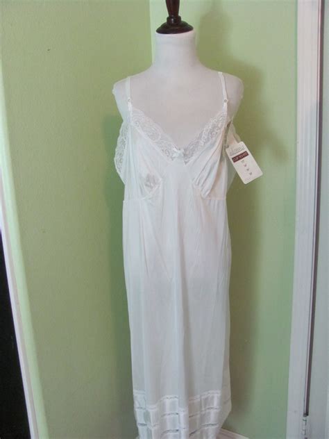 Vintage Adonna White Lace Nylon Full Slip Nightgown Size 42 Etsy