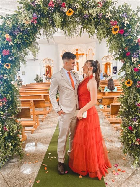 Casal De Padrinhos Terracota Em Trajes Padrinho De Casamento