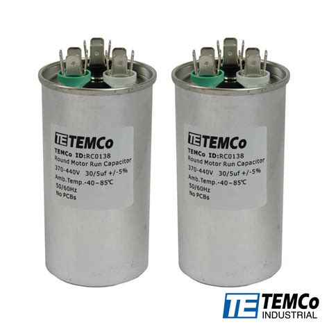 TEMCo 30 5 Uf MFD 370 440 VAC Volts Round Dual Run Capacitor 50 60 Hz