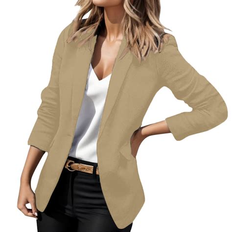 Durtebeua Tweed Blazers For Women Business Casual Ruched Sleeve Open