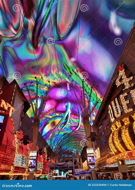 Las Vegas Fremont Street Light Show Editorial Stock Image Image Of